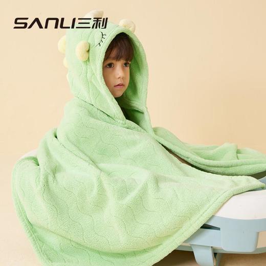 三利毛巾新款儿童披风立体卡通连帽斗篷宝宝可穿浴巾珊瑚绒大浴衣 商品图3