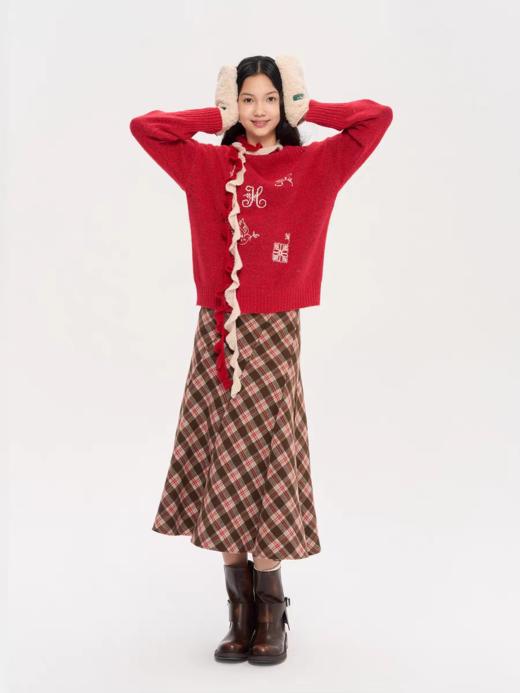 heris/H53104/流苏窄围巾搭配 古董集市刺绣 慵懒宽松露肩毛衣 商品图2