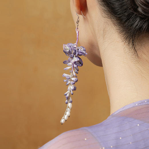 【林栖设计小店】福绕紫藤|耳环恭王府联名真丝珍珠2026早春新款女2953137 商品图0