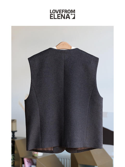 羊绒&羊毛混纺 北欧风简约毛呢马甲 商品图3