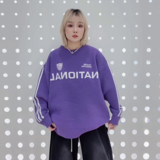 NC圆领美式织带毛织上衣51017（紫）冬季 954011340321 商品图0