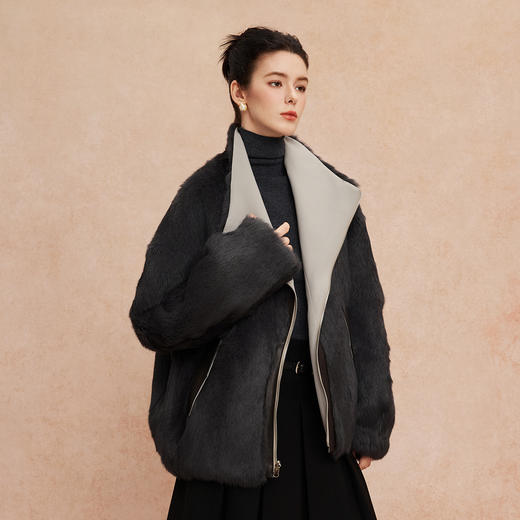 QP606斯尔丽25新款派克服兔毛双面双穿多种穿搭时尚宽松适合小个子皮草 商品图7