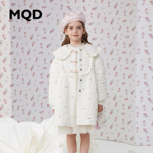 【秒】【专柜同款】MQD童装女童翻领棉衣中长款冬装新款儿童外套 商品图0