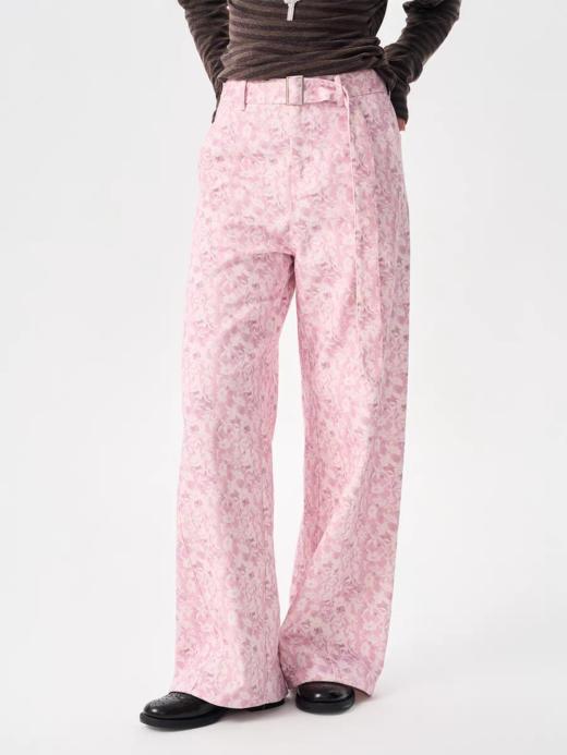 heris/H54108/‘花园散步’印花 立体分割显瘦 腰带弯刀阔腿裤 商品图1