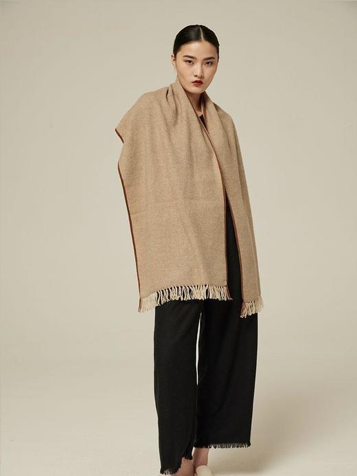 人字纹撞色羊绒围巾 商品图2