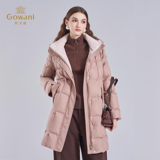 乔万尼2025冬新品连帽休闲面包服保暖白鸭绒中长款羽绒服ED4T766 商品图2