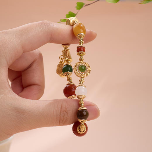 【福至心灵·南红多宝手串】敦煌福泽小众十二通宝南红手串和田玉蜜蜡多宝手串 商品图11