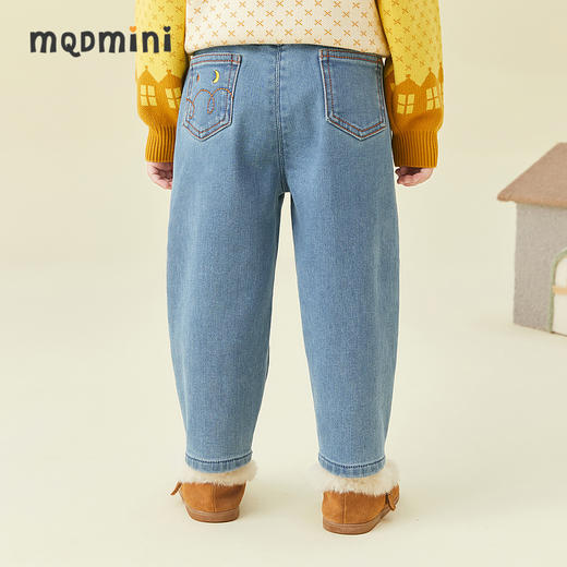【秒】【专柜同款】MQD童装女小童长裤冬季新款牛仔裤小童宝宝保暖裤 商品图2