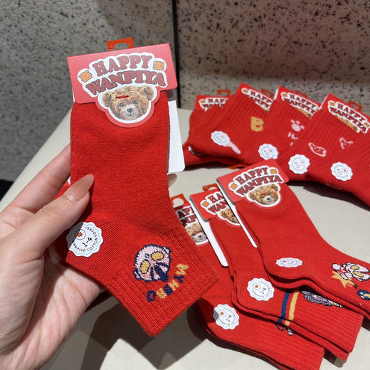  儿童卡通新年袜5双装，精梳棉面料亲肤柔软不勒脚踝也不易滑落不掉色 大胆放心给宝宝穿 商品图5