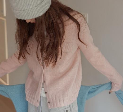 老米优品🎈初春冰淇淋色针织开衫《🌸含羊毛温柔针织开衫外套》 柔雾粉/慕光蓝双色显白到发光，氛围感拉满~~ 商品图1