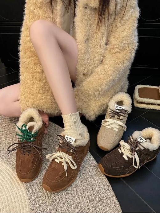 【首发立减10元】2025新款秋冬女款平底德训鞋 羊毛内里加绒 保暖百搭美拉德秋冬休闲鞋通勤运动两不误【鸳鸯鞋带】 商品图11