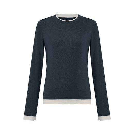 【2件9折】【Petit Bari】(多色)简约软糯天丝羊毛圆领假两件上衣 商品图2