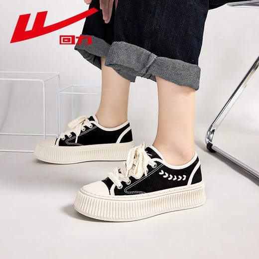 回力女鞋麦穗帆布鞋秋季百搭小香风厚底饼干鞋休闲鞋轻便板鞋子女 商品图6