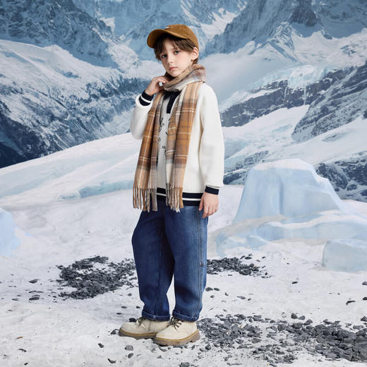 【MQD】男大童冬季学院风潮酷休闲卡通翻领撞色毛衣 商品图3