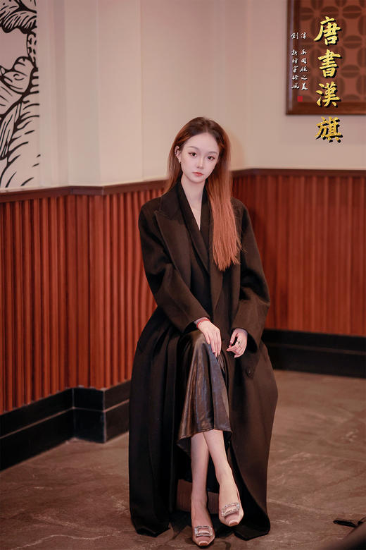 【双排羊绒大衣】山羊细羊绒黑色夹两件长款廓形大衣超轻薄透气舒爽超保暖亲肤柔软秋冬百搭 商品图1