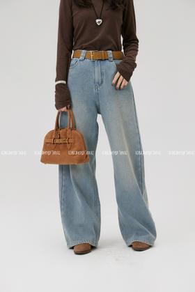 【门店同款】ENJOY冬季水洗磨白复合绒阔腿裤 168099972