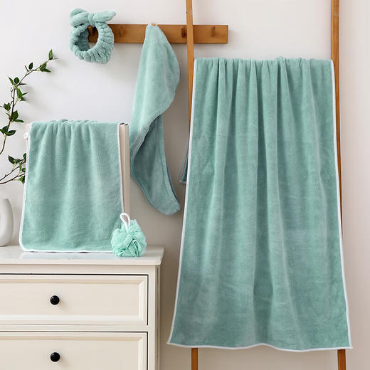 無印良品 毛巾洗浴套装MJ-XJ25-29毛巾：35*75cm*2 浴帽*1发带*1浴球*1 商品图0