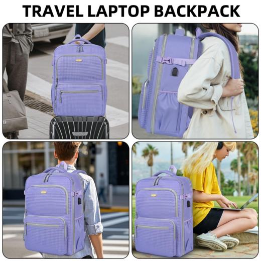 美国 FREEAMG 大容量背包 带USB充电口 可放下15.6英寸笔记本电脑 紫色 X004LACX07 商品图5