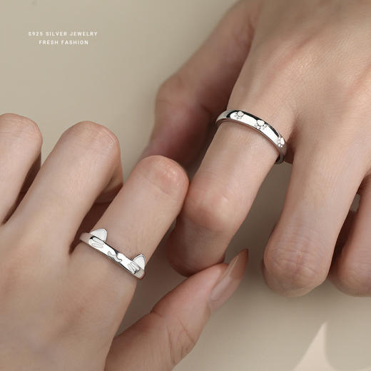 【热恋猫】S925纯银猫咪可爱甜美素银情侣戒指【YXS-K2452】 商品图3