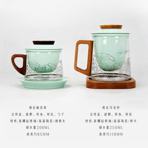 Tai集泰山文创马克杯城市礼物茶咖杯木柄玻璃茶杯咖啡杯伴手礼 商品图4