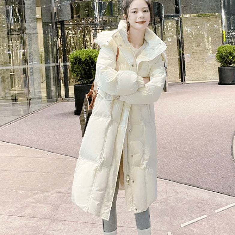 卉遇&大口袋连帽立领M扣羽绒服HY-46★