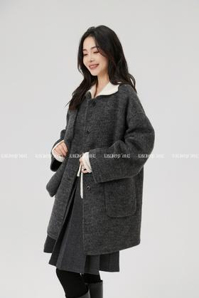 【门店同款】ENJOY冬季“暖冬知性”圆领款配包包大衣 168144112