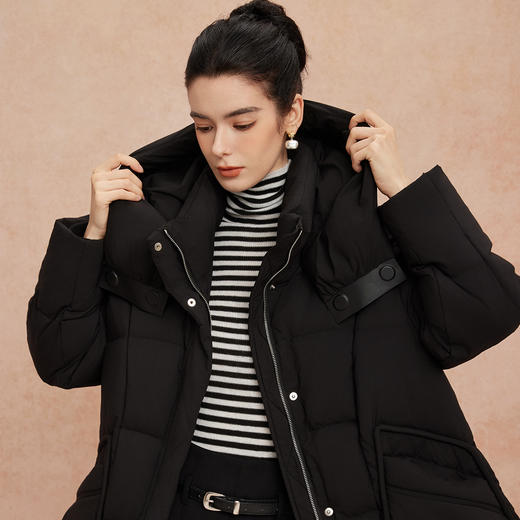 QR007斯尔丽25新款冬季连帽一手长款休闲面包服宽松加厚90绒减龄羽绒服 商品图10