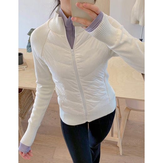 官网1680！lu家防风立领修身保暖短款女士外套 90%白鸭绒轻盈针织拼接羽绒服 商品图8