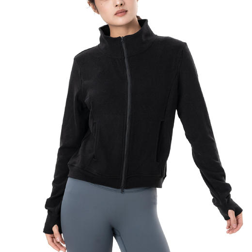 Gymicon能量符号 宽松高领德绒高领防风外套保暖修身显瘦健身跑步瑜伽运动外套女YAWT2588 商品图4