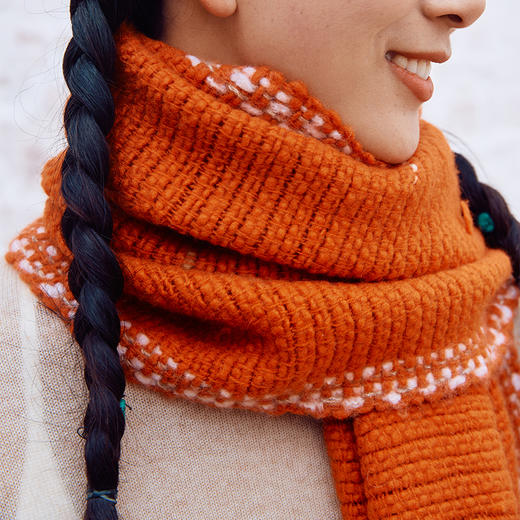 羊绒手工氆氇艺术浮线手捻围巾 SJF97P752A  SJF97P752N 商品图3