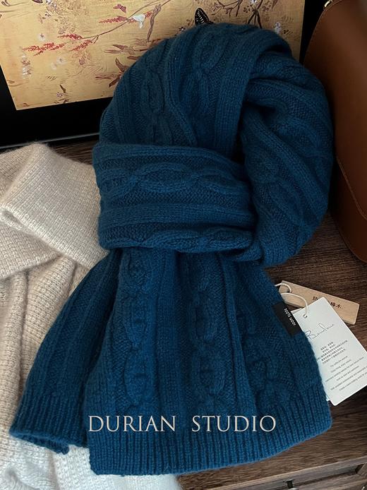 【秋冬精选】100%澳洲精选纯羊毛经典麻花英伦安可拉红复古围巾女冬季绞花围脖 165*22cm 商品图3