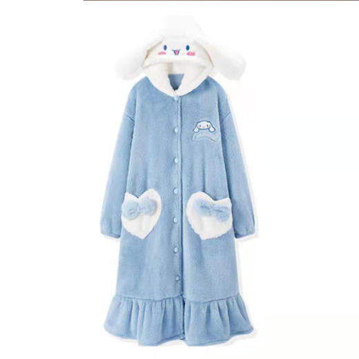 珊瑚绒睡衣女2024年新款卡通可爱秋冬季睡袍加绒套装法兰绒长款浴 商品图4