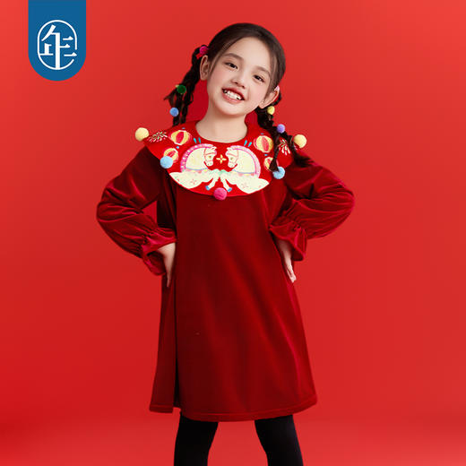 年衣童装儿童连衣裙冬季新款女童中式甜美女孩长袖裙子短裙拜年服 商品图3