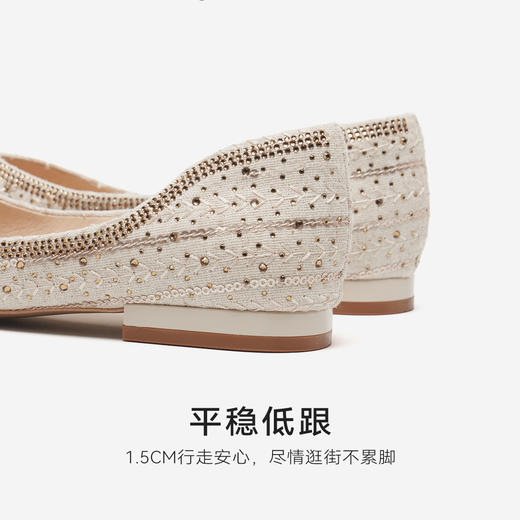 星期六26春新款新中式珍珠闪钻平底单鞋SSE1111151 商品图7