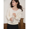 鹿向南「云朵山茶」设计感奶白色波点蝴蝶结卫衣显瘦长袖上衣女秋L58705 商品缩略图0