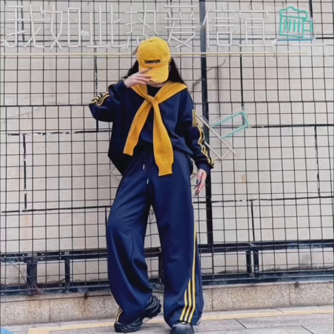 NC配撞色披肩织带卫衣长裤套装51015（蓝） 冬季 954011190321