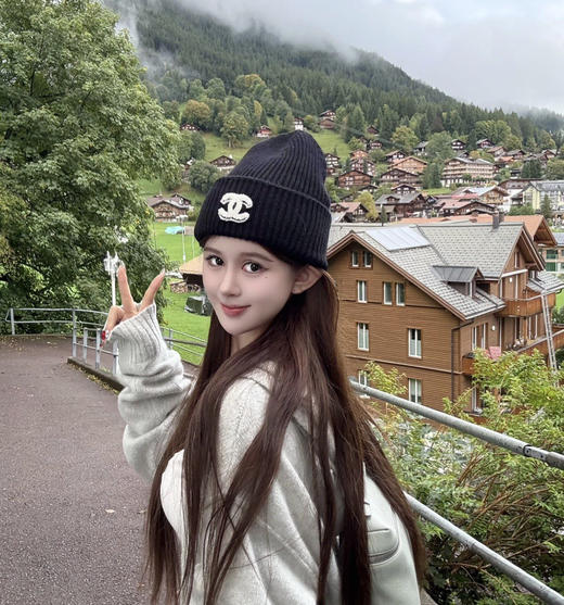 小香羊毛针织冷帽黑色 商品图9