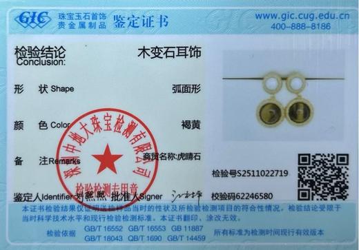 虎眼石耳环  送首饰盒+证书+礼袋  A-5541  Manreya玛芮雅 商品图1