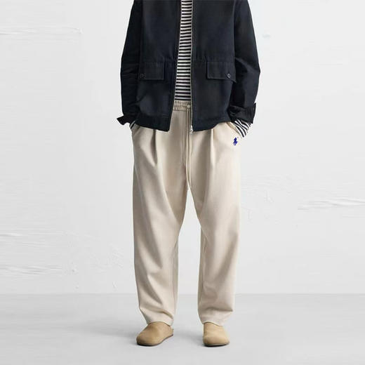 拉夫劳伦冬季新款麂皮绒感面料加绒加厚褶皱廓形休闲长裤 商品图0