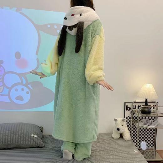 帕恰狗珊瑚绒睡衣舒棉绒睡裙加厚加大帽子款情侣新款美乐兔女长袖 商品图3