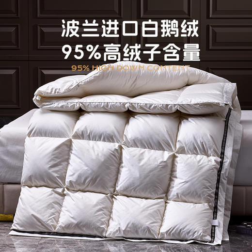 多喜爱 金羽朵95进口白鹅绒加厚冬被-维斯谧境【波兰进口】【95%绒子含量】【100S长绒棉】1000+洁净度 拈花扩容工艺 3D航空舱 10CM检测口 高档皮箱 商品图1