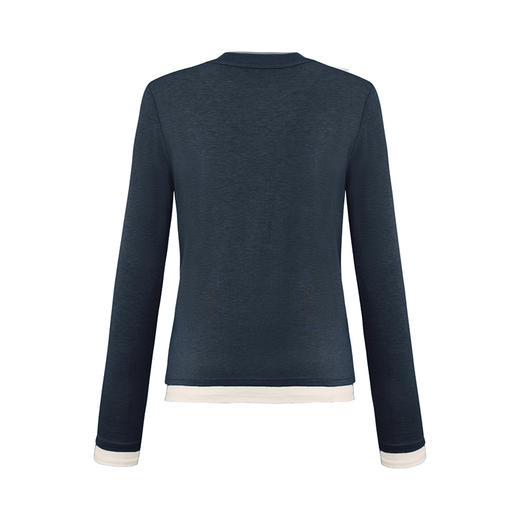 【2件9折】【Petit Bari】(多色)简约软糯天丝羊毛圆领假两件上衣 商品图5