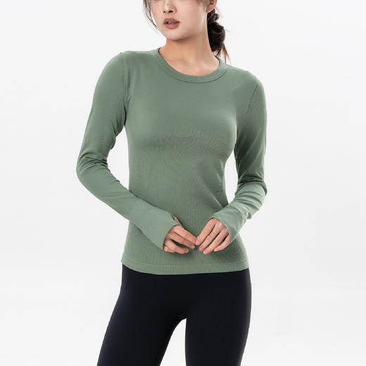 Gymicon能量符号 秋冬无缝圆领上衣瑜伽服女跑步健身修身显瘦运动长袖健身YASY2589 商品图2