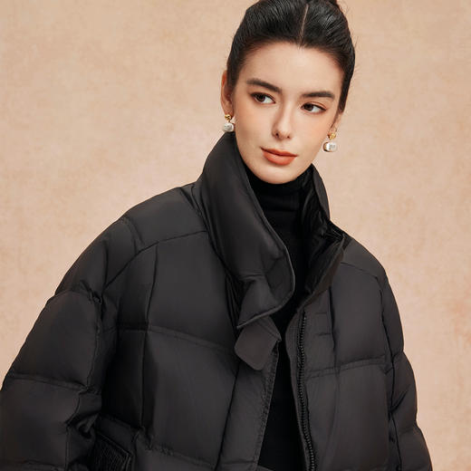 QR003斯尔丽25新款冬立领短款休闲面包服宽松加厚90绒时尚减龄羽绒服 商品图9