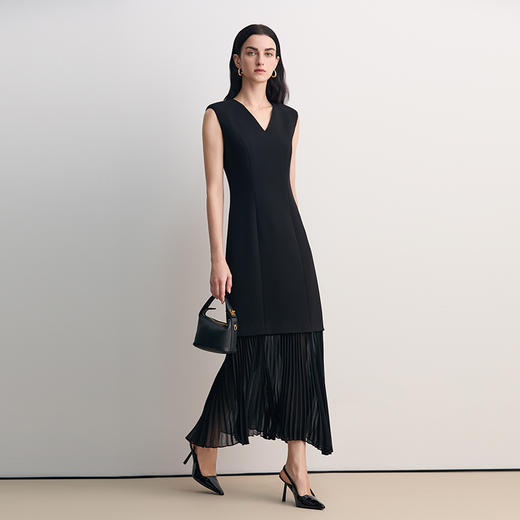 EITIE爱特爱V字领口薄透视下摆拼接设计时尚优雅礼服8577203 商品图4