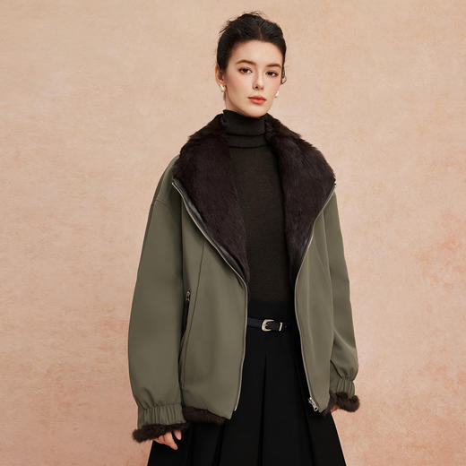 QP606斯尔丽25新款派克服兔毛双面双穿多种穿搭时尚宽松适合小个子皮草 商品图2