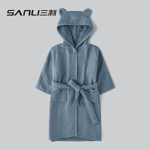 三利毛巾跨境全棉毛巾料睡袍长袖带帽亲子浴衣睡衣[新款儿童浴袍] 商品图2