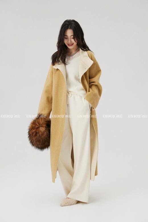 【门店同款】ENJOY冬季“暖冬知性”皮扣立领双色长款大衣 168143996 商品图9