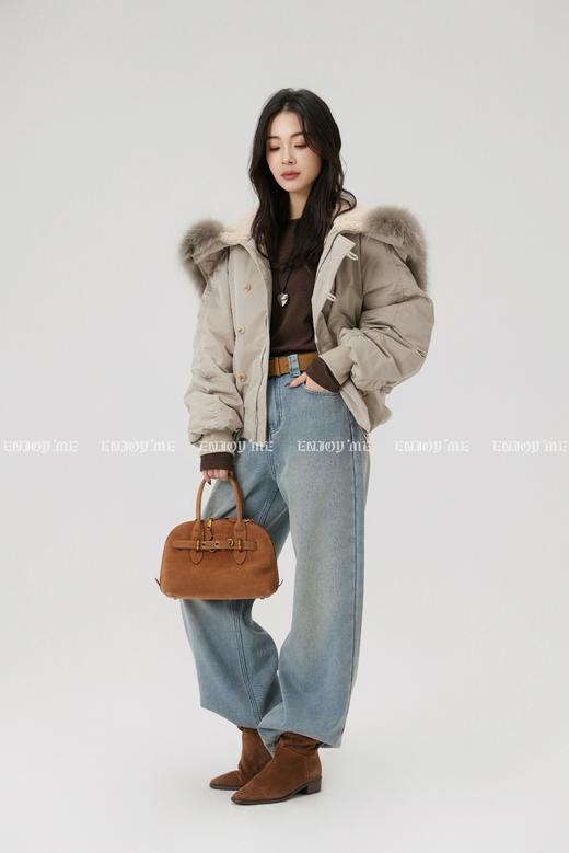 【门店同款】ENJOY冬季“暖冬知性”貉子毛领短款羽绒服 168143849 商品图4