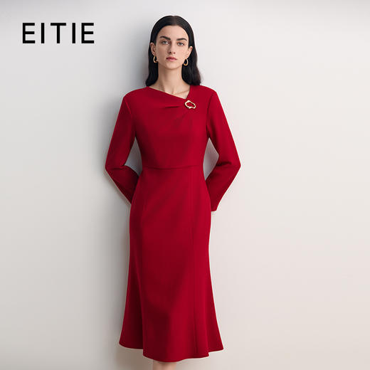 EITIE爱特爱收腰鱼尾裙摆领口金属扣细节设计精致优雅礼服8577202 商品图0